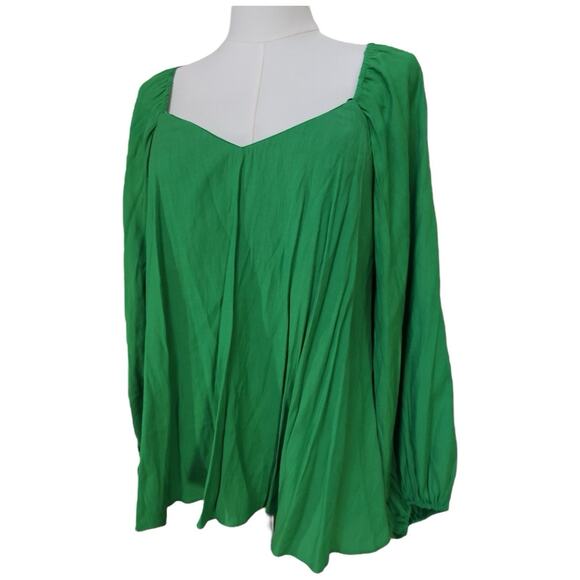 Pomander Place Pippa Puff Sleeve Blouse In Palm Green Size M - Picture 3 of 9